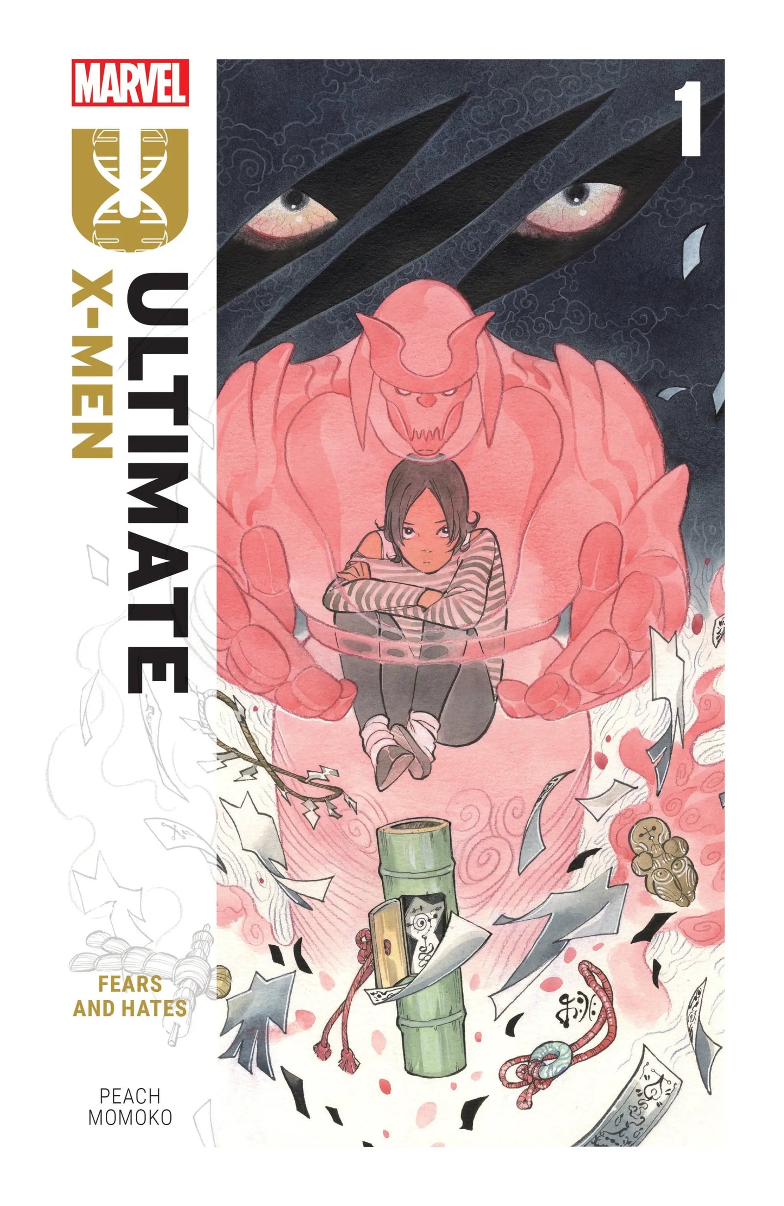 Trade paperback of Ultimate X-Men by Peach Momoko Vol. 1: Fears and Hates, featuring colorful cover art and X-Men characters.