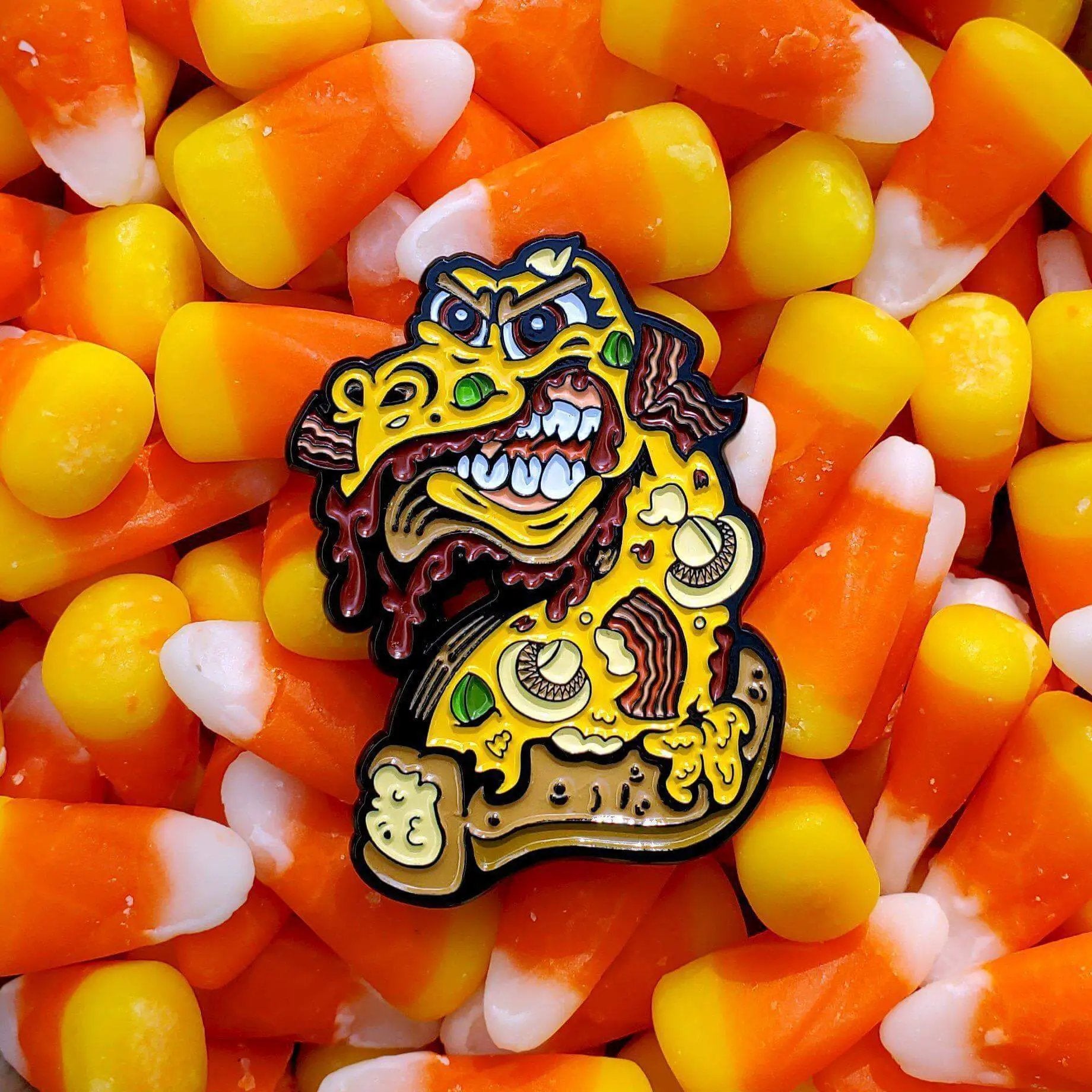 Pizza Monster Pin by Kolorspun