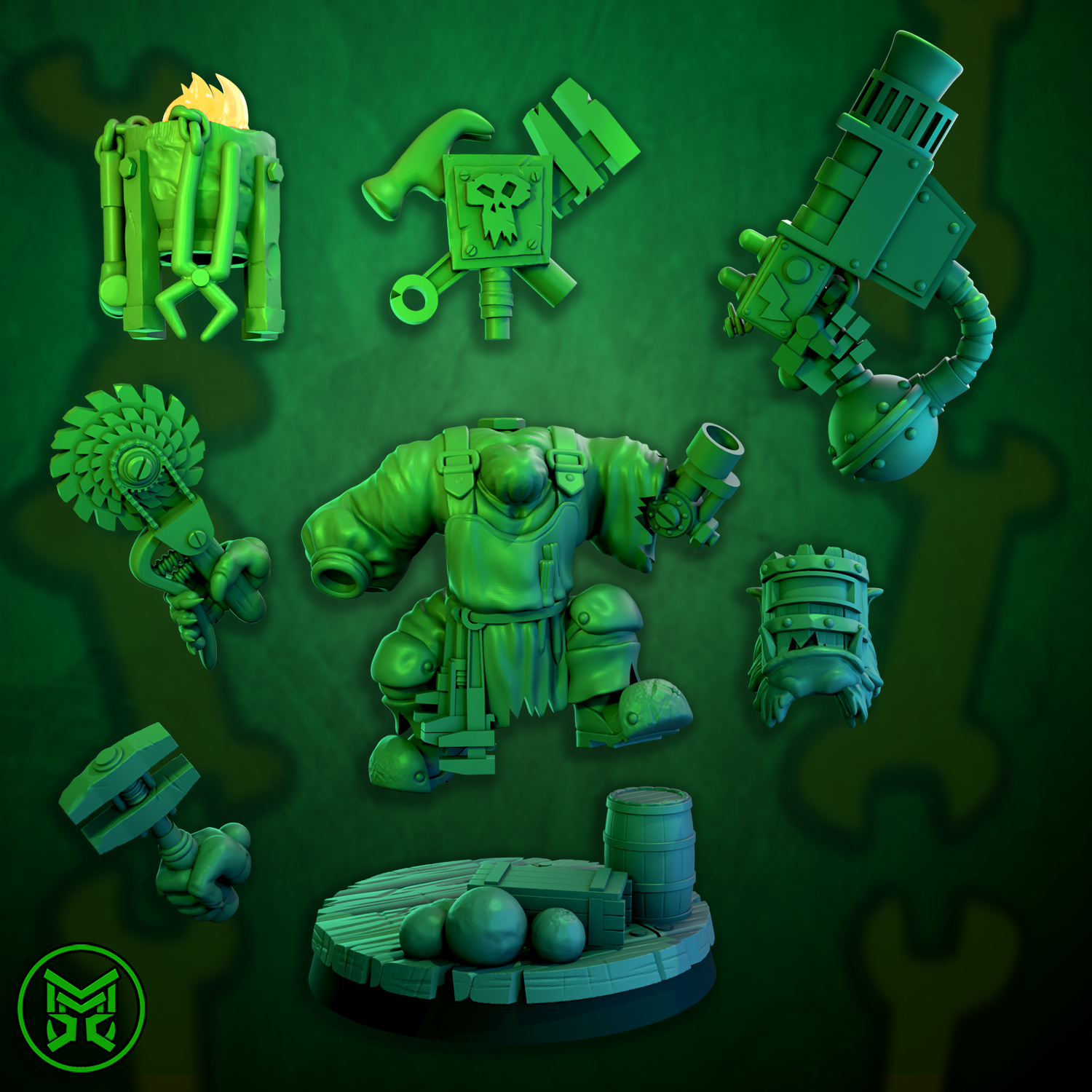 3d Printed Pirate Ork Mekaniks by Mekka Miniatures