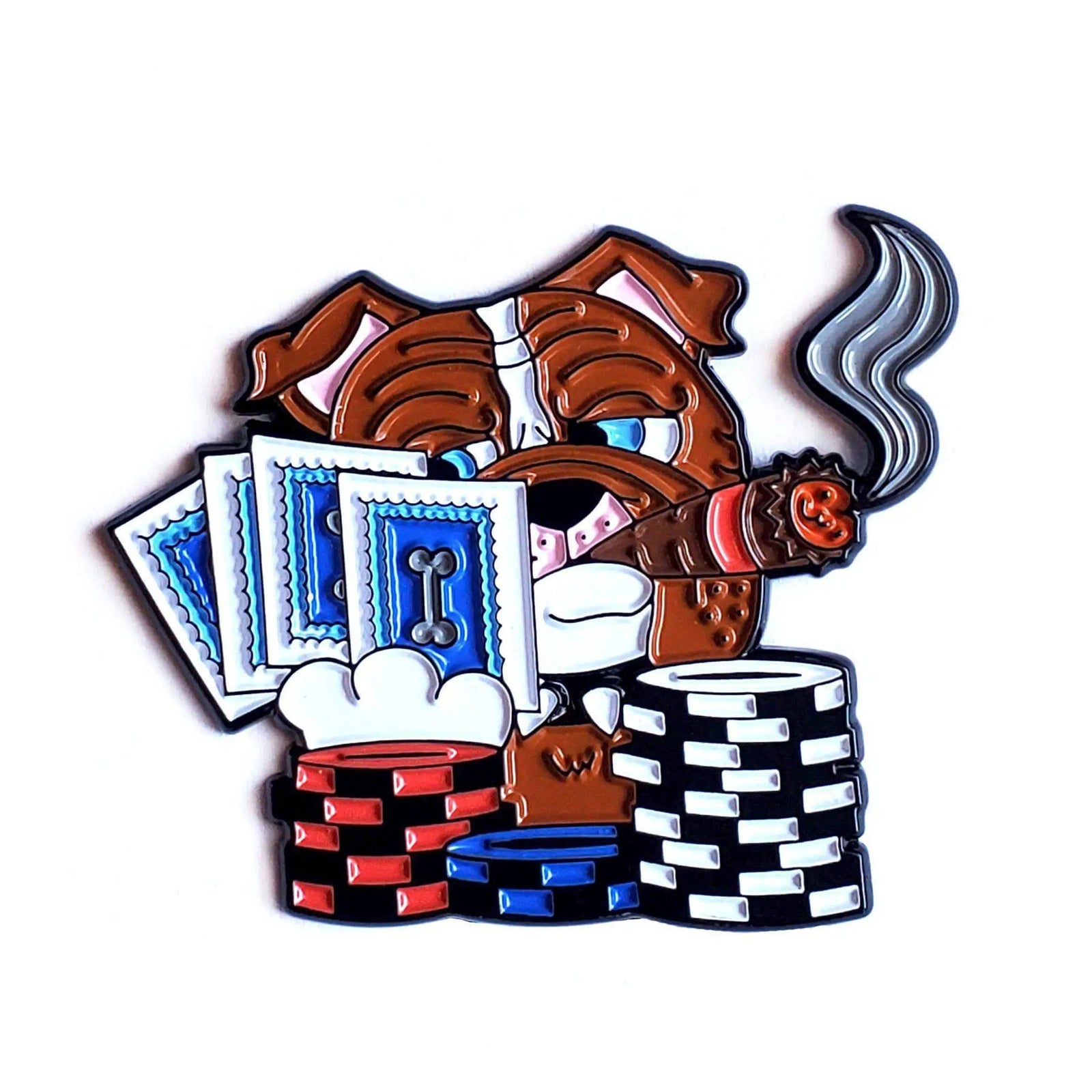 Kolorspun Poker Dog Pin, enamel pin featuring a playful dog design, perfect for pin collectors and poker enthusiasts.