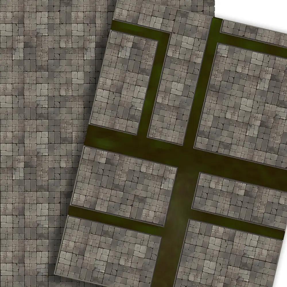 Two laminated stone floor battle map sheets from Rattrap Productions' RatMat game component set.