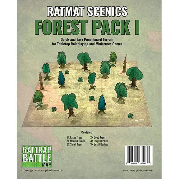 Forest-themed RatMat Scenics game component by Rattrap Productions, featuring detailed forest scenery for tabletop gaming.