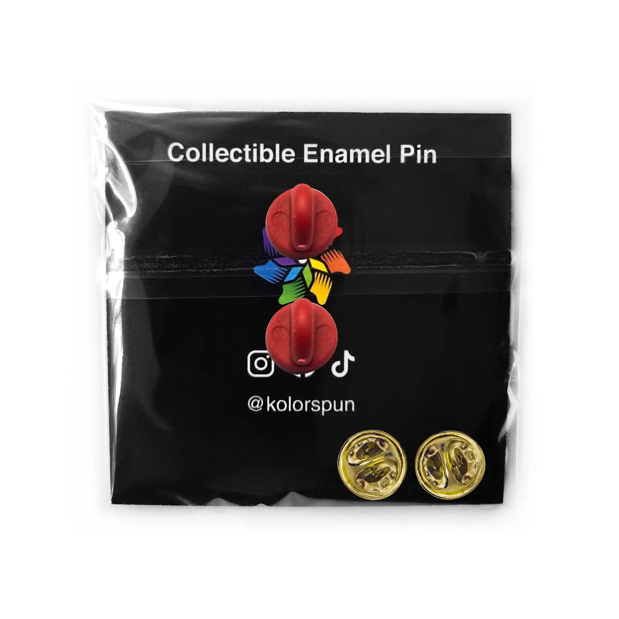 Red Crab Rangoon pin with rubber back, collectible enamel pin by Kolorspun featuring a detailed crab rangoon design.