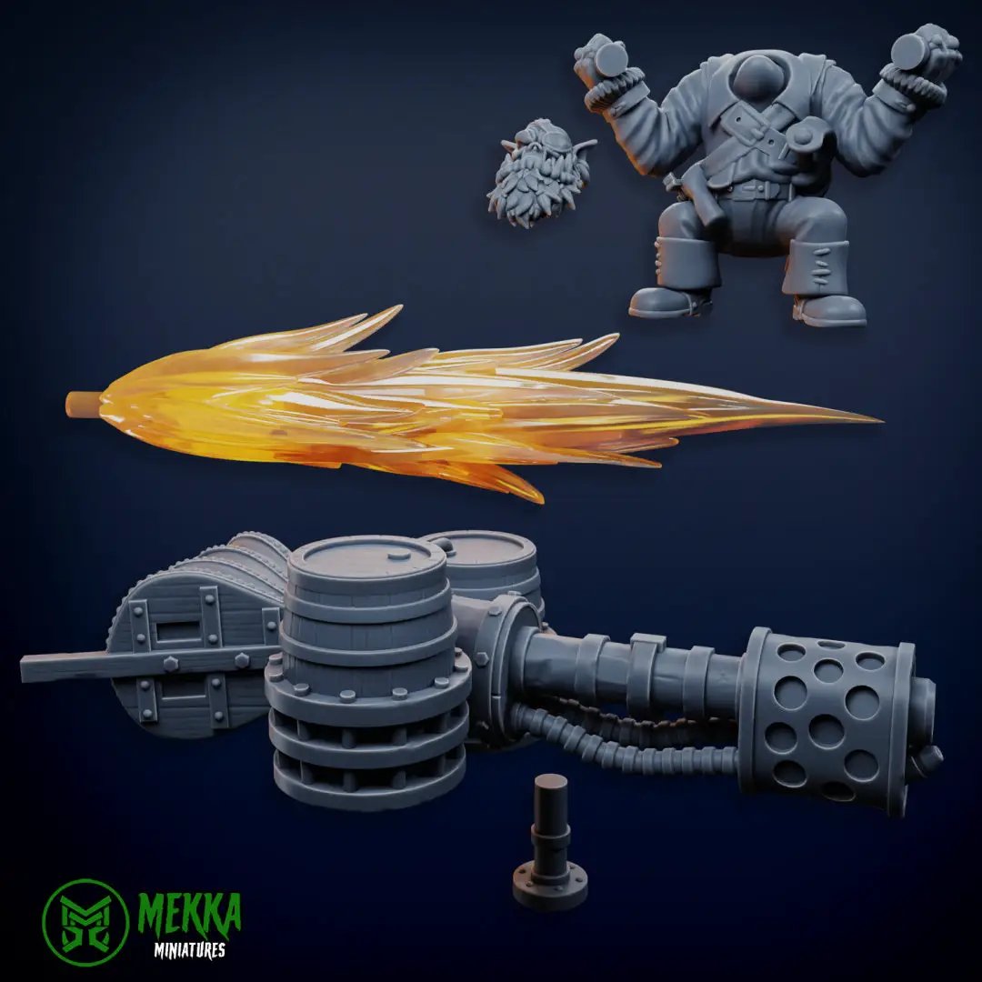 3d Printed Orc Pirate Flame Throwa by Mekka Miniatures by Last Hope Miniatures