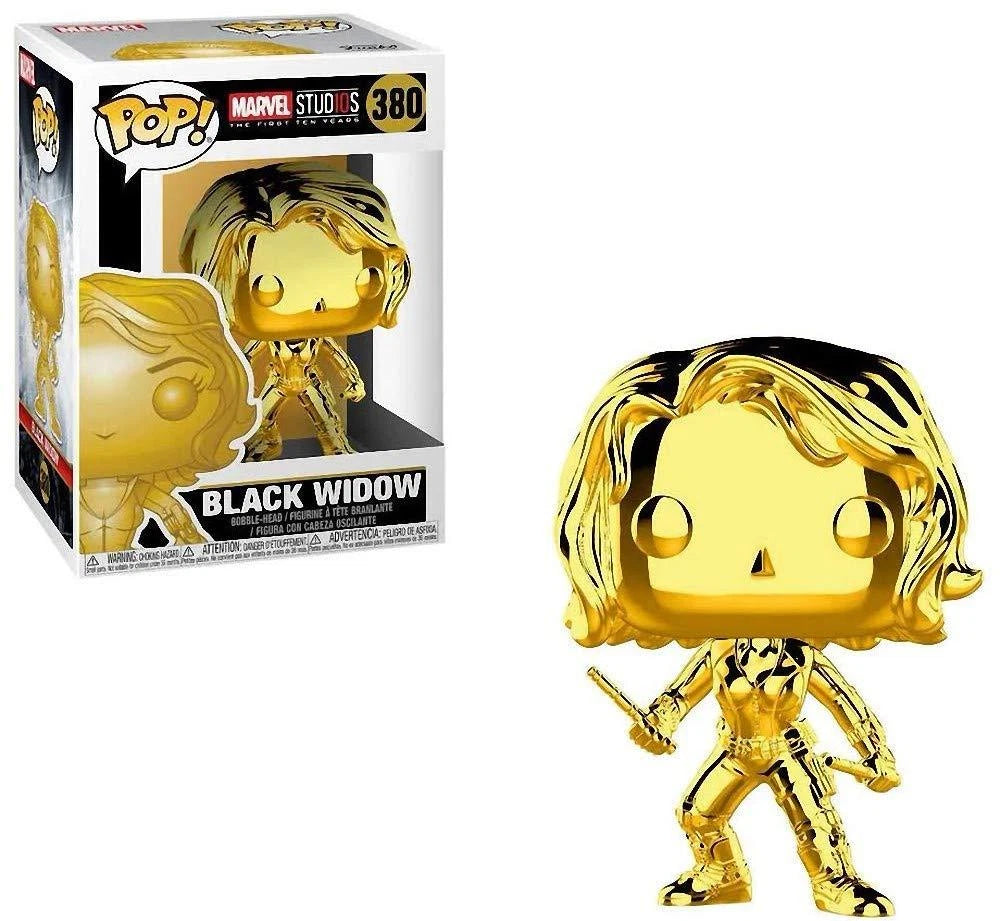 Black Widow Gold Chrome #380 Funko Pop! Marvel Studios: The First Ten Years with Protector Case Bundle