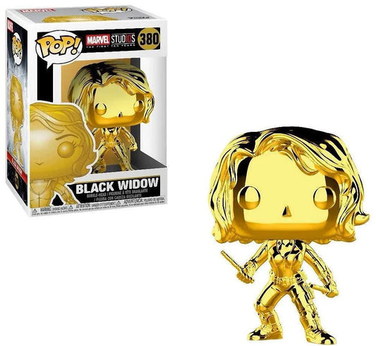 Black Widow Gold Chrome #380 Funko Pop! Marvel Studios: The First Ten Years with Protector Case Bundle