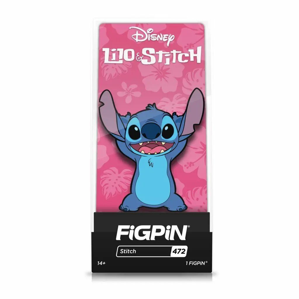 Disney Lilo & Stitch FiGPiN enamel pin featuring Stitch with an excited expression, detailed design, and vibrant colors.