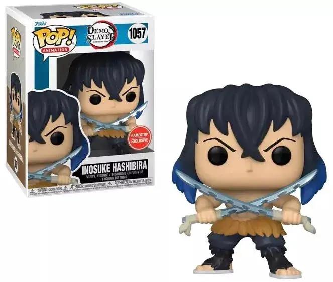 Funko Pop Animation Inosuke Hashibira figure from Demon Slayer, collectible vinyl toy with detailed mask and costume.