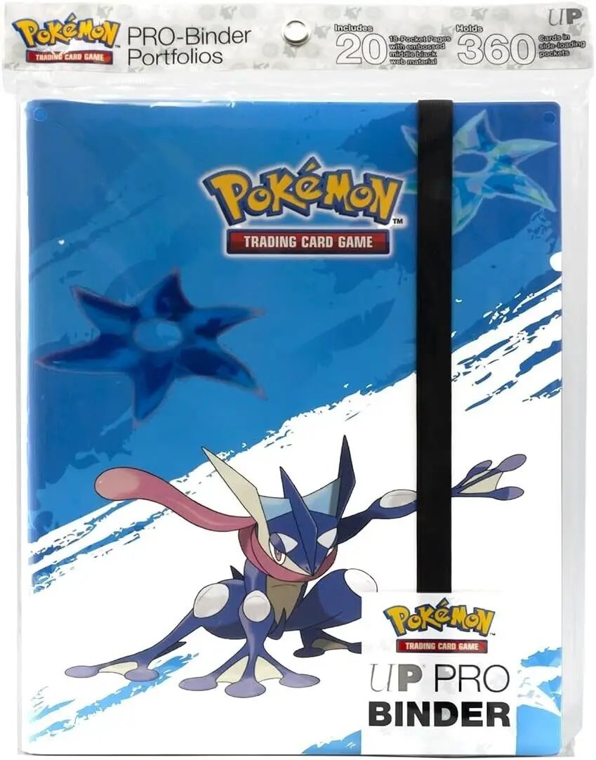 Ultra Pro Pokémon Greninja 9-pocket binder with low friction pages, featuring vibrant Greninja artwork and durable design.