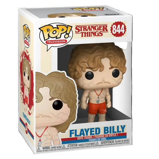 Funko Pop! vinyl figure packaging for 'Stranger Things' with 'Flayed Billy' on a white background