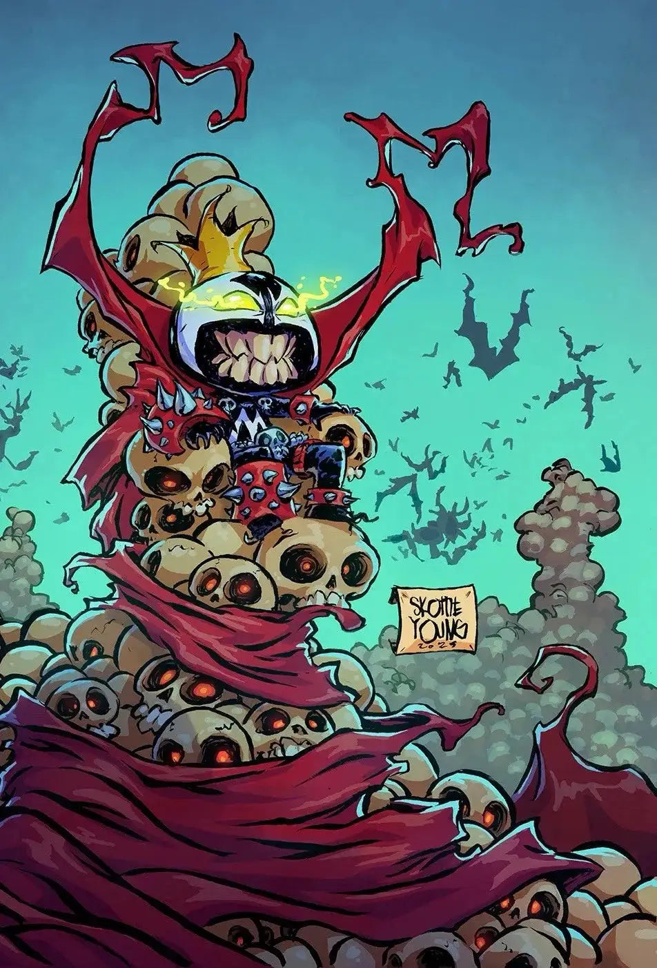 KING SPAWN #50 comic book by JAMS Fortress Comics, featuring Skottie Young variant cover with vivid, detailed artwork.