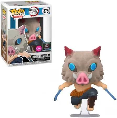 Inosuke Hashibira Funko Pop! figure from Demon Slayer Kimetsu no Yaiba featuring Inosuke's signature boar mask and detailed costume.