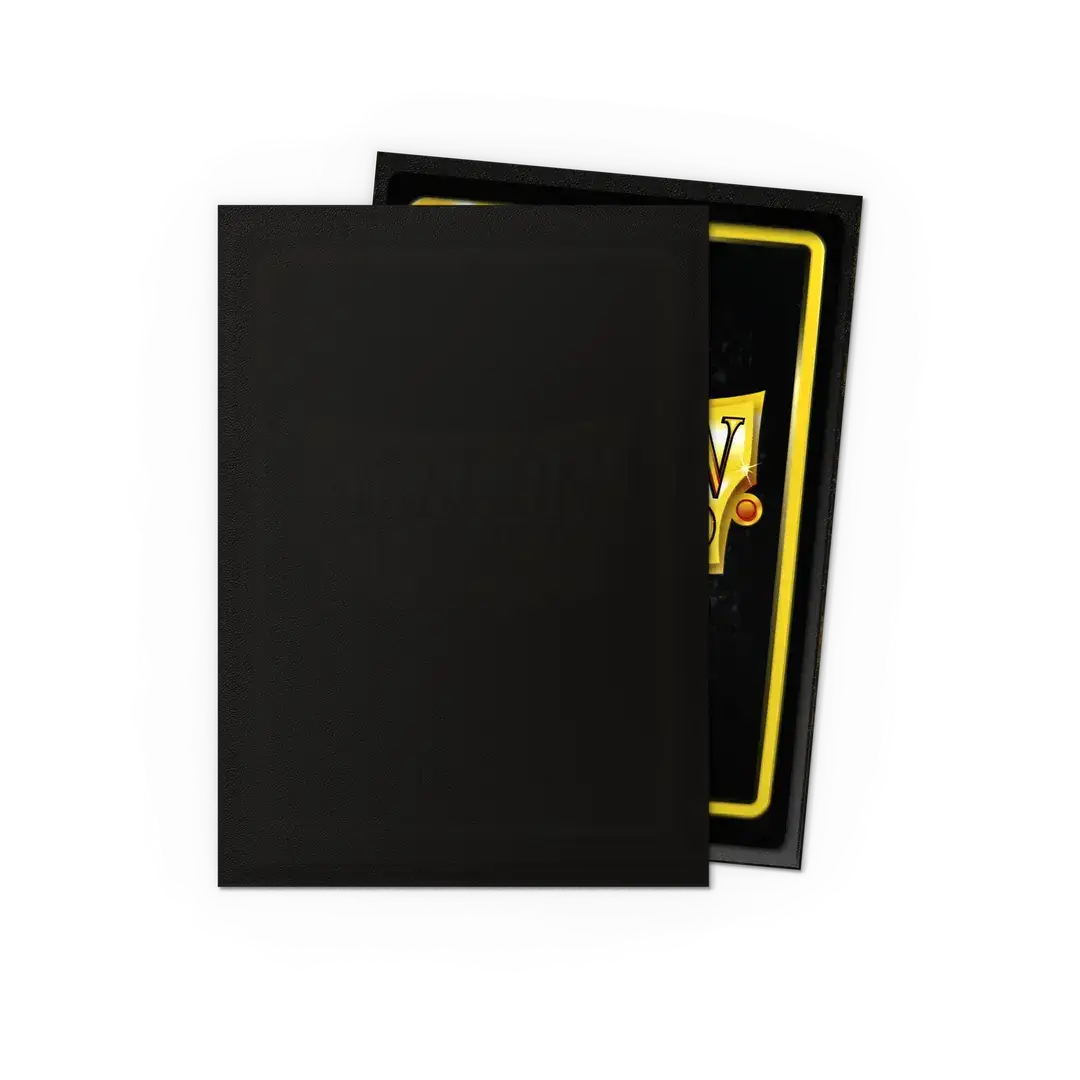 Matte Dragon Shield Jet standard-sized sleeves for trading cards, featuring sleek black design and durable protective material.