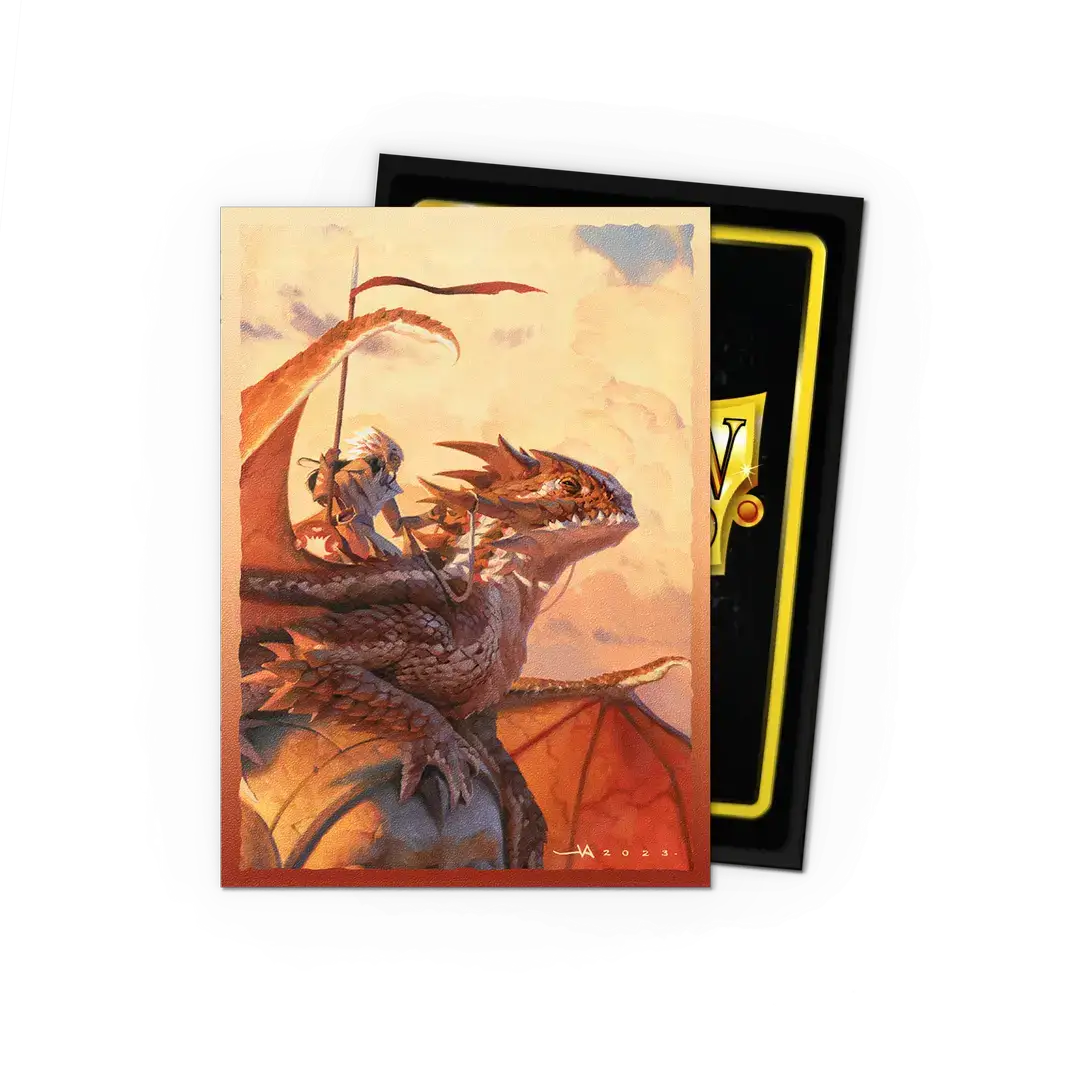 Matte dual art sleeves from THE MIGHTY HOBBY SHOP's Signature Series, featuring colorful card art for trading card protection.