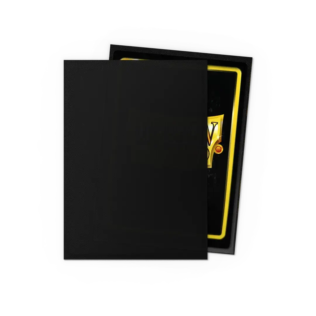 Black non-glare matte sleeves in standard size, ideal for protecting trading cards or collectibles.