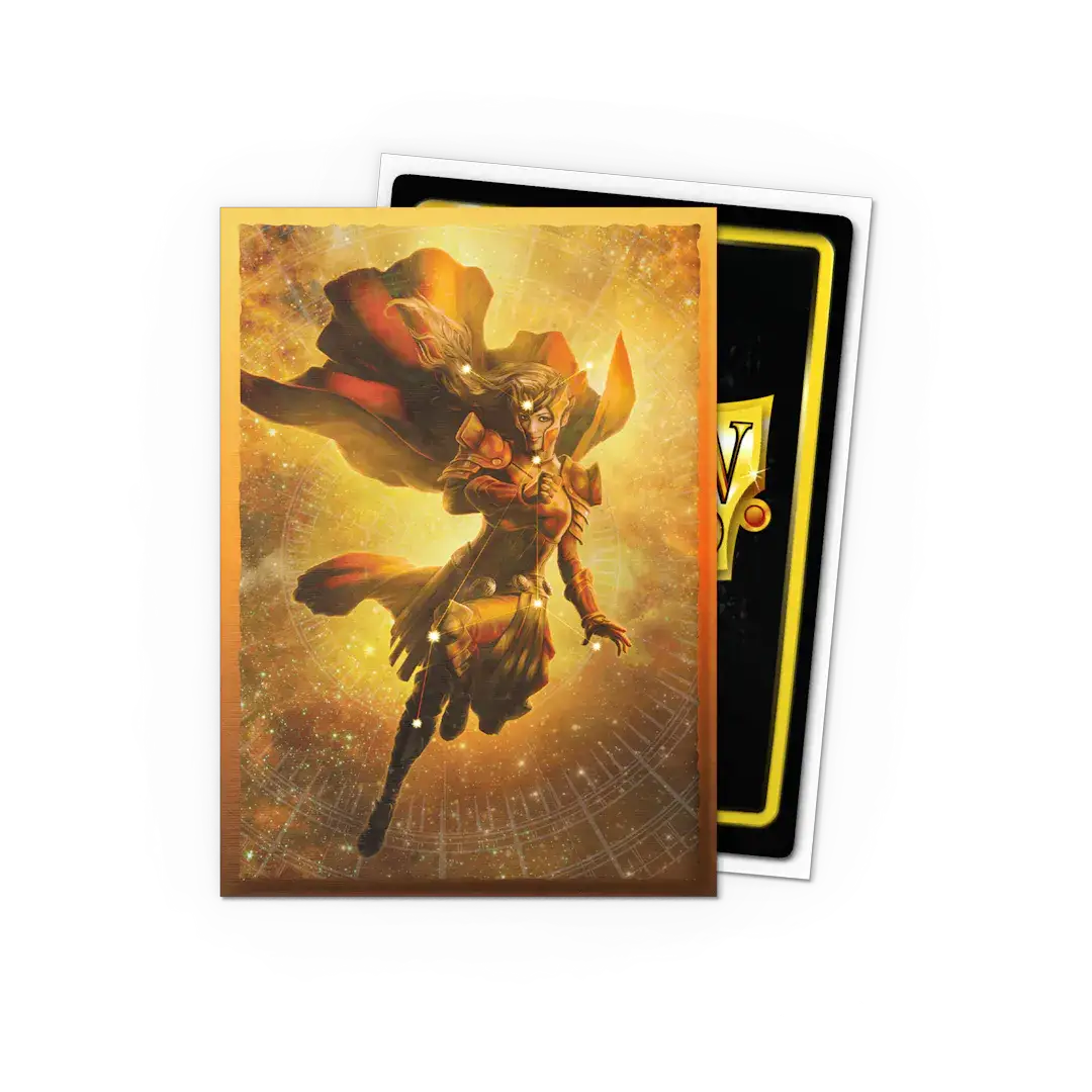 Brushed art sleeves featuring constellation designs from Alaria, standard size, perfect for collectible card protection.