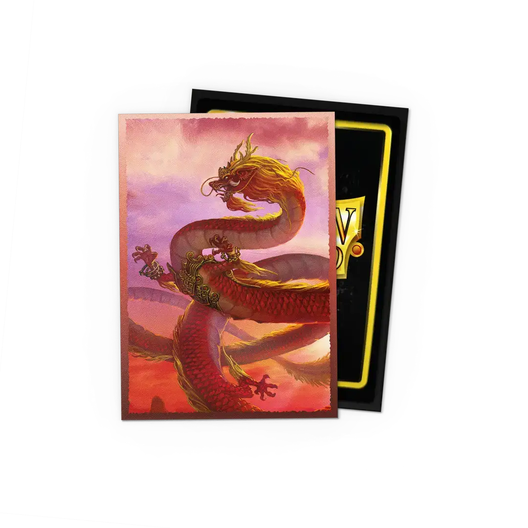 Matte Japanese size Wood Dragon 2024 dual art sleeves by THE MIGHTY HOBBY SHOP featuring intricate dragon design on card sleeves.