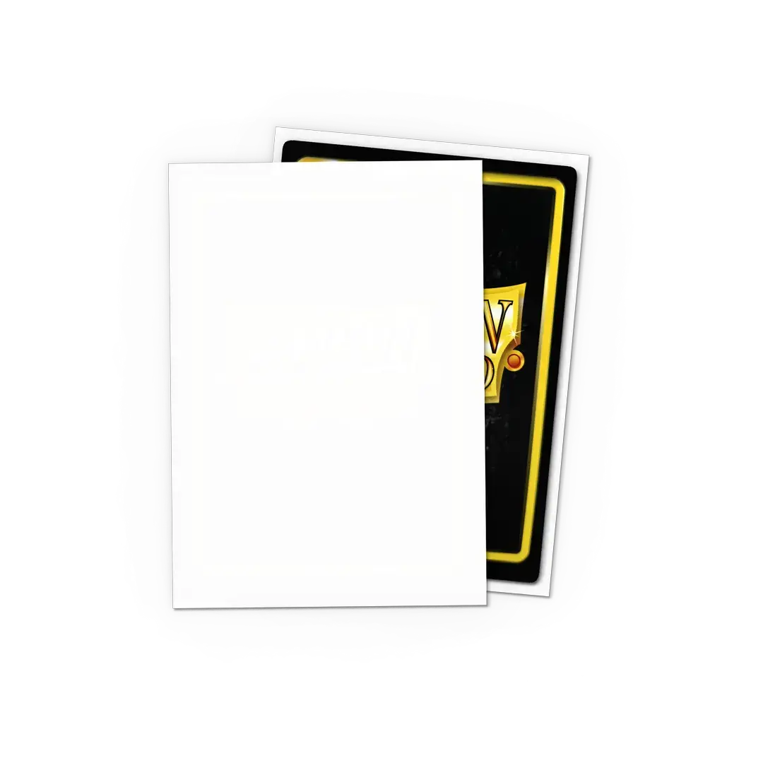 White classic Japanese-sized sleeves for trading cards, designed by THE MIGHTY HOBBY SHOP, shown in the product image.