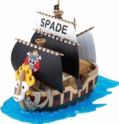 Spade Pirates Ship model kit from the Bandai Grand Ship Collection, featuring detailed Spade Pirates ship from One Piece.