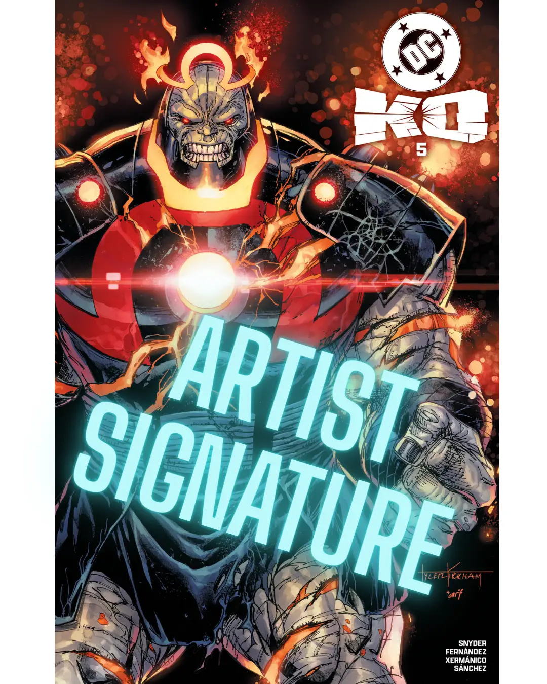 DC K.O #5 comic book by JAMS Fortress Comics featuring Tyler Kirkham signature spot foil art on the cover.
