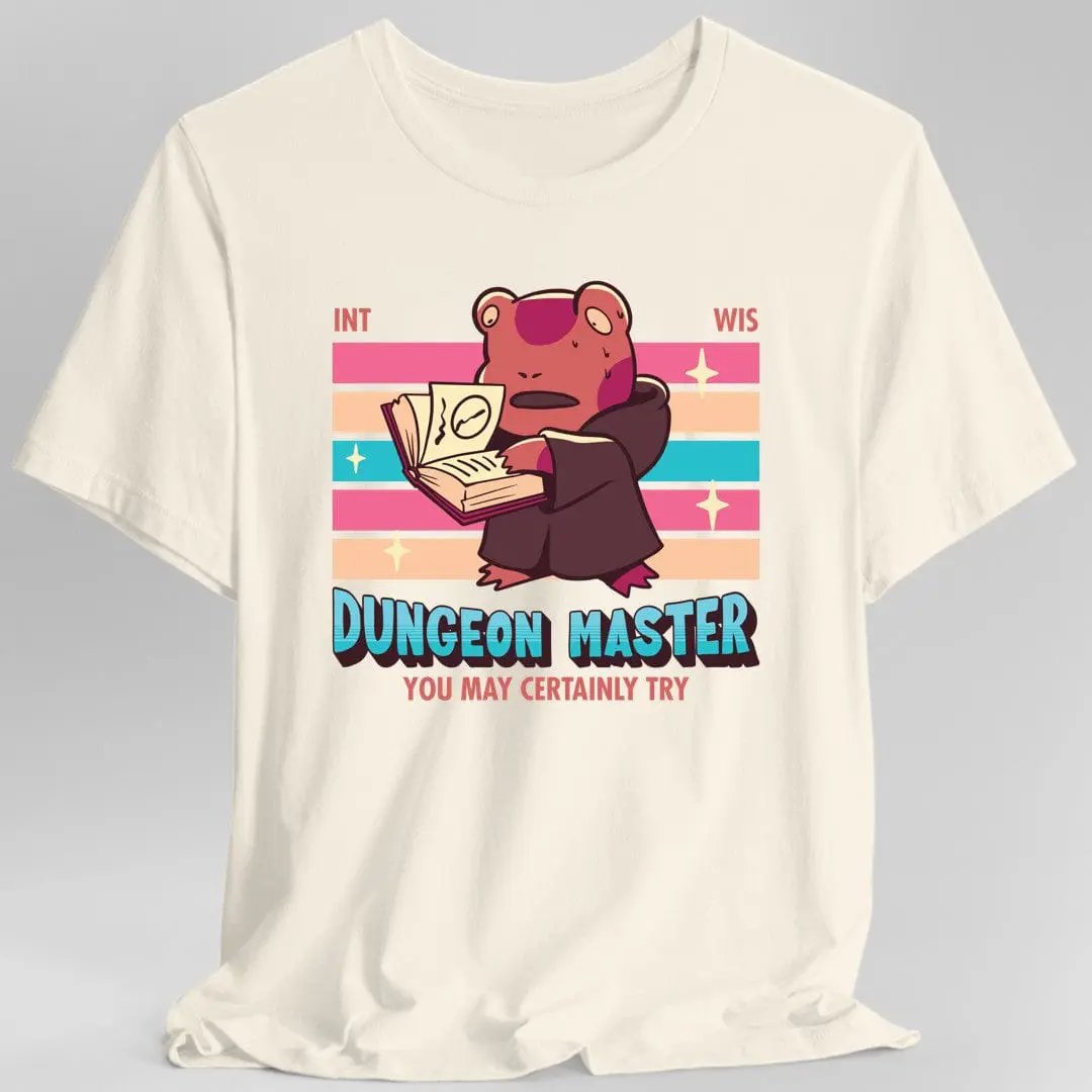 Sunburst RPG D&D Dungeon Master T-shirt featuring kawaii class design, natural fit, and comfortable fabric for tabletop gaming.