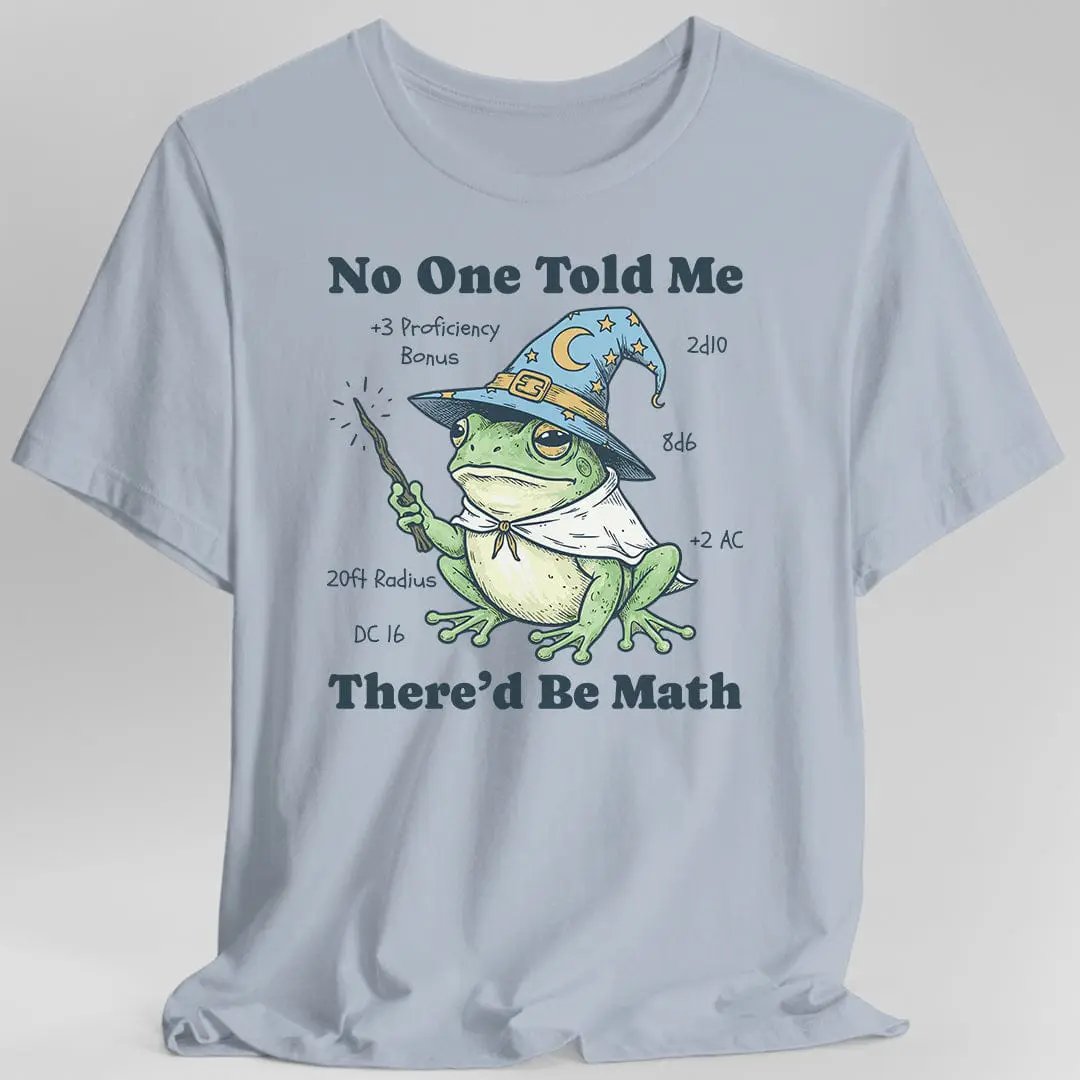 Sunburst RPG Math D&D T-Shirt featuring a graphic design related to mathematics and Dungeons & Dragons on a casual T-shirt.