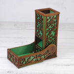Black collapsible dice tower by Talon & Claw with a sleek, compact design for rolling dice in tabletop games.