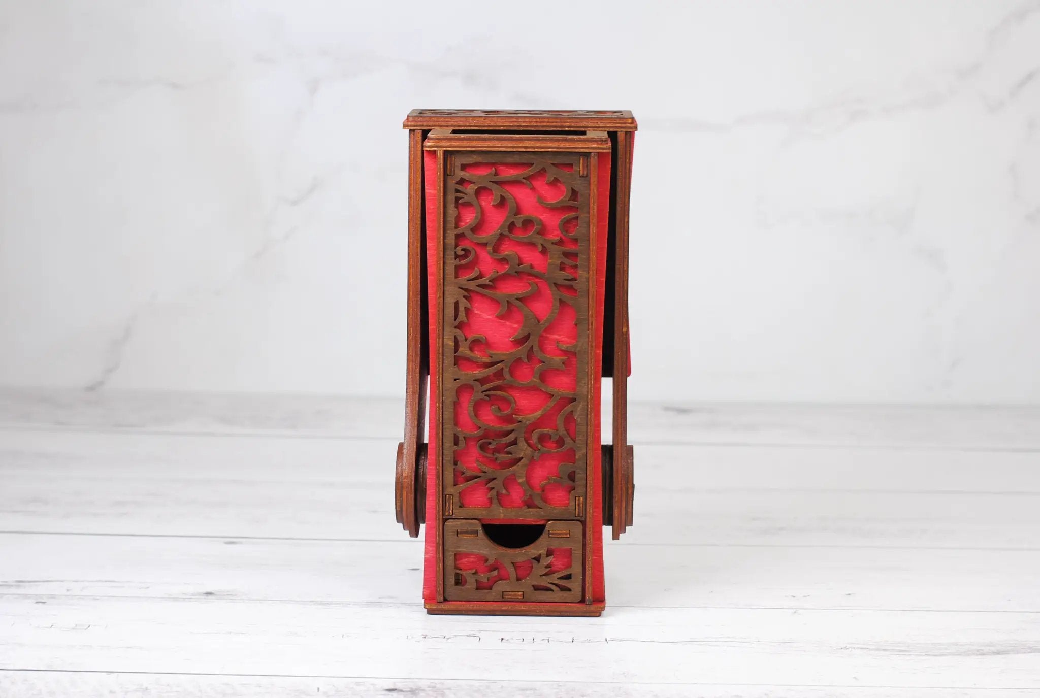Black Talon & Claw collapsible dice tower with adjustable sides, ideal for tabletop gaming and dice rolling.