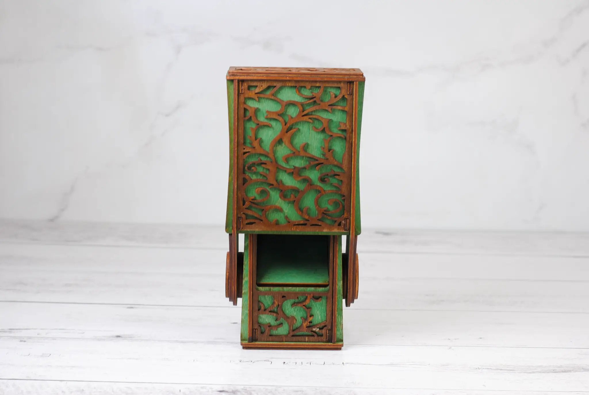Black collapsible dice tower by Talon & Claw with a sleek design for tabletop gaming and easy storage.
