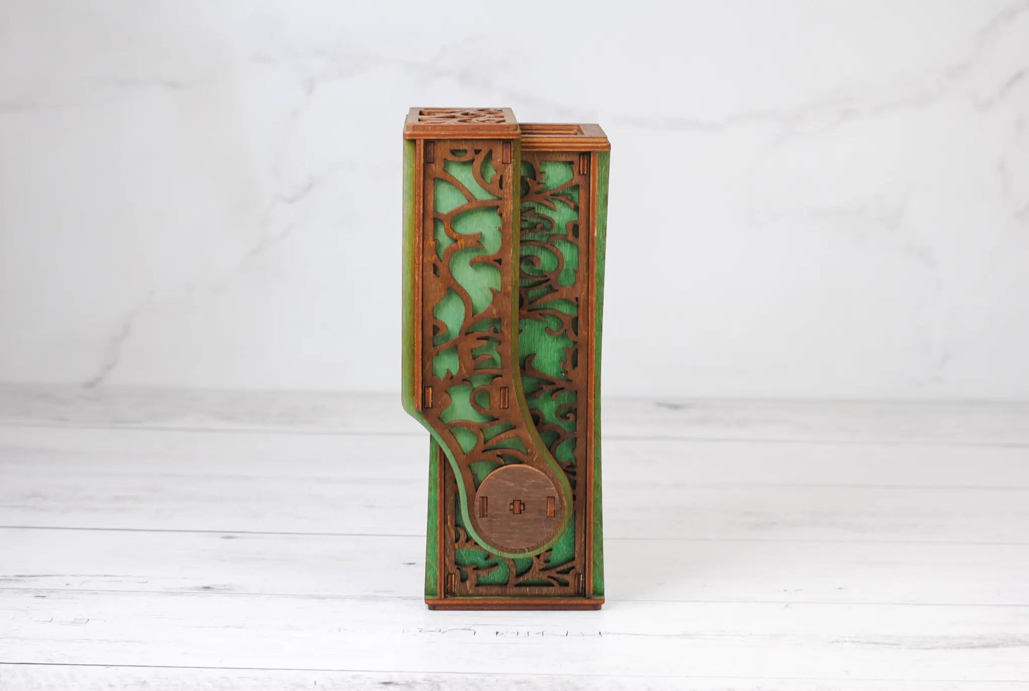 Black collapsible dice tower by Talon & Claw with a sleek design, ideal for tabletop gaming and dice rolling.