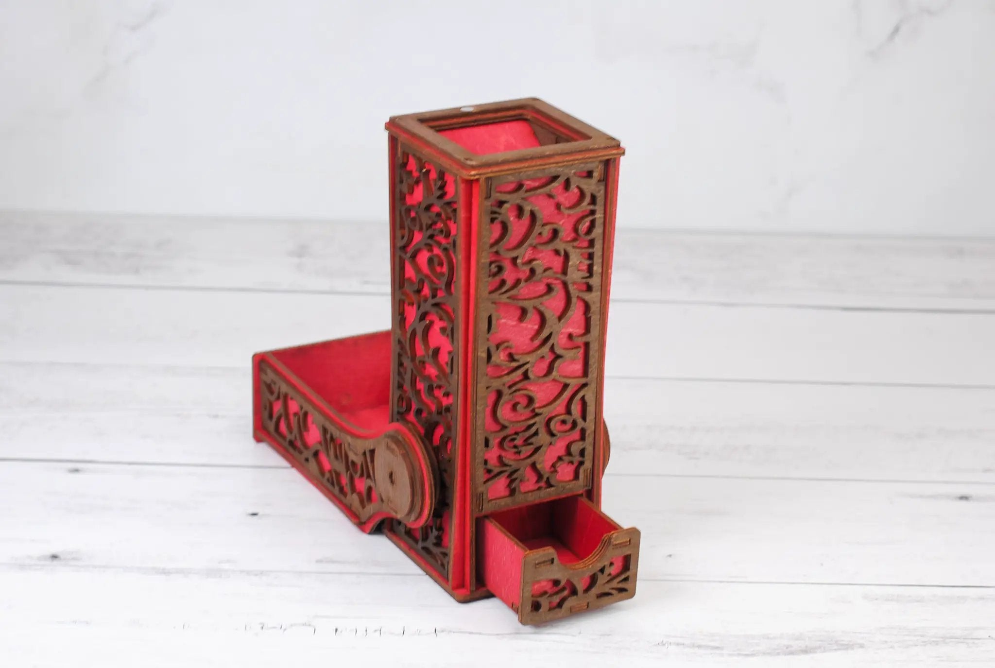 Black Talon & Claw collapsible dice tower with foldable design for tabletop gaming and dice rolling.