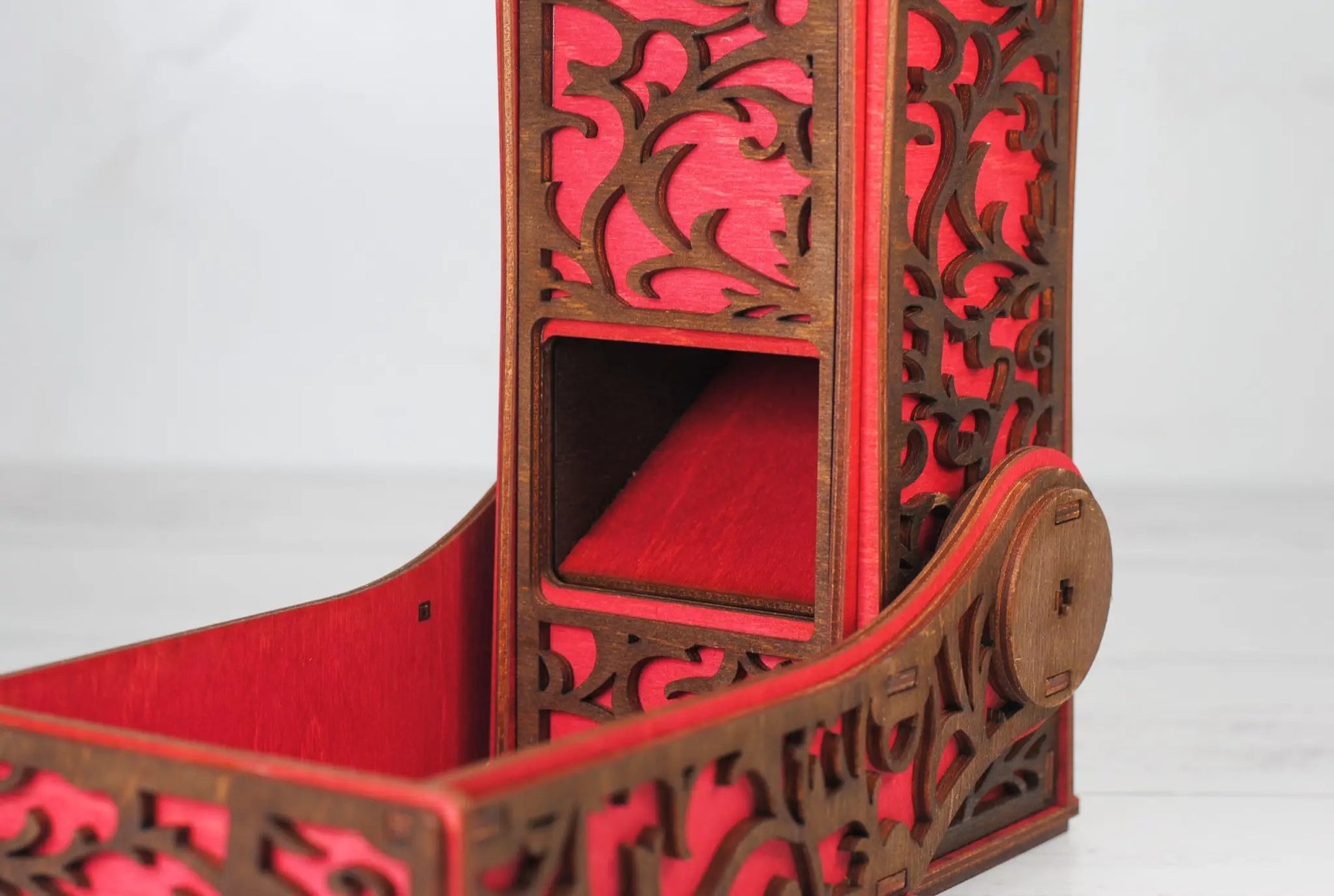 Black Talon & Claw collapsible dice tower with open top and foldable design for tabletop gaming.