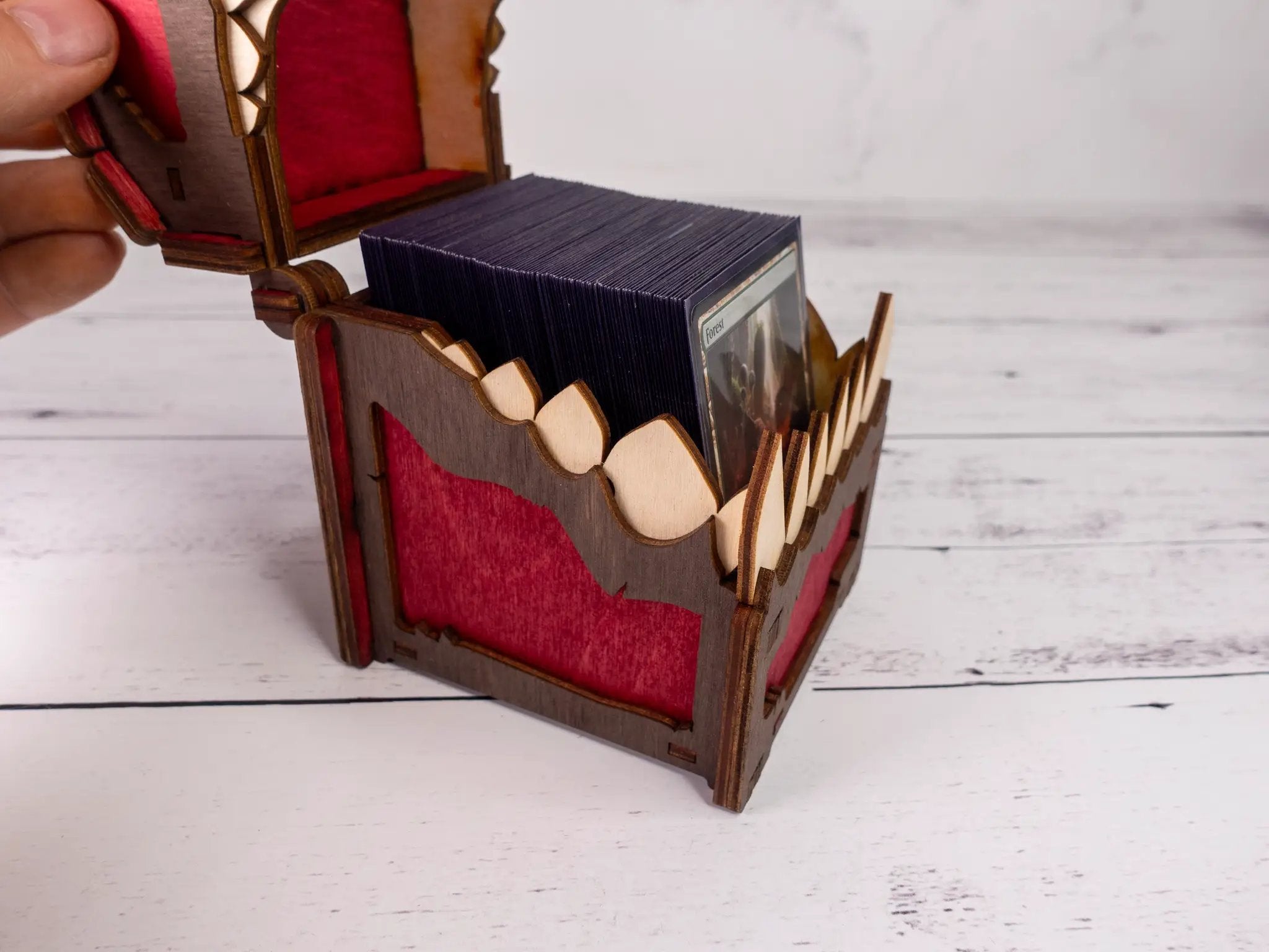 Black Talon & Claw Mimic Chest deck box with detailed mimic design for card storage and protection.