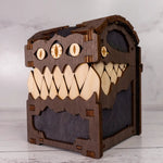 Black Mimic Chest Deck Box by Talon & Claw, featuring a detailed mimic monster design for collectible card storage.