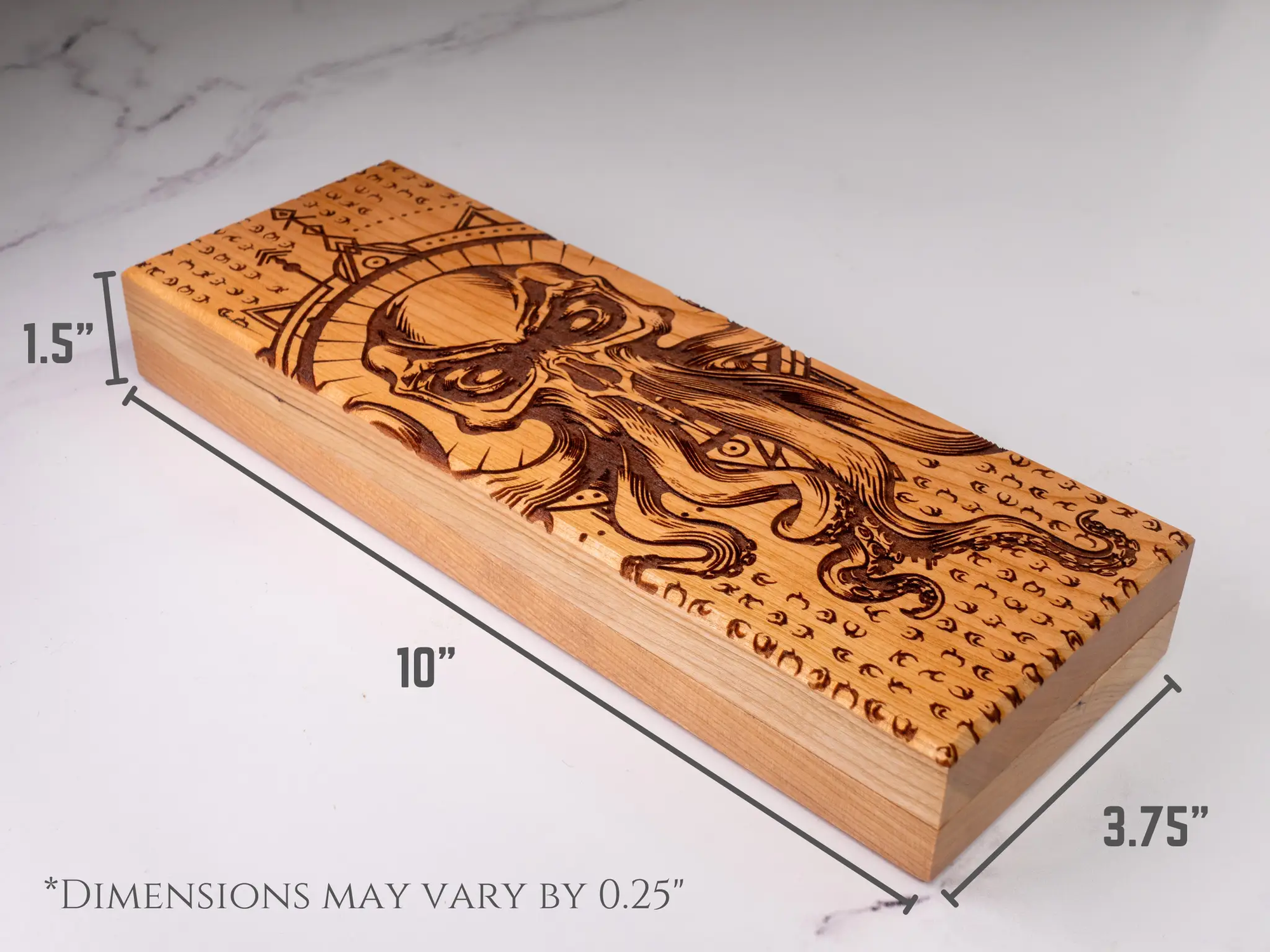 Talon & Claw Cthulhu Rising engraved dual hex dice vault in cherry wood with intricate Cthulhu design and secure storage compartments