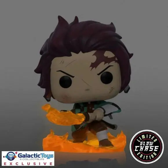 Glow Chase Tanjiro Funko Pop! Animation Demon Slayer figure from Galactic Toys Exclusive, featuring vibrant glow effects.
