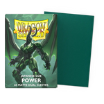 Japanese size Power Matte Dual Sleeves accessory in a box, designed for card protection and storage by THE MIGHTY HOBBY SHOP.