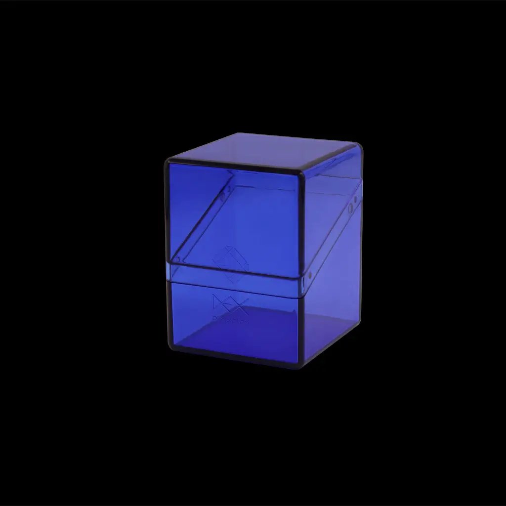 Small blue Nano Deckbox by The Mighty Hobby Shop for storing miniatures and hobby accessories.