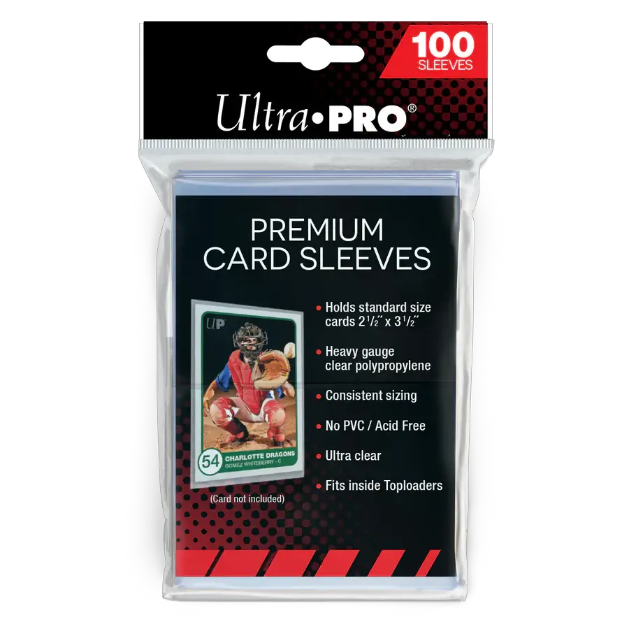 Set of 100 premium 2.5"x3.5" card sleeves by THE MIGHTY HOBBY SHOP for protecting trading and collectible cards.