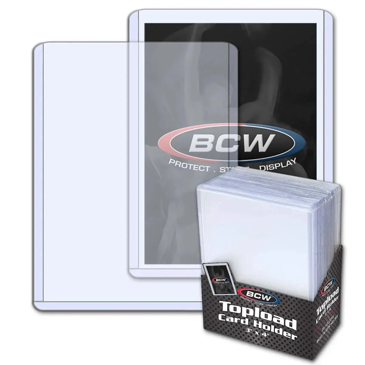 Clear 3x4 topload card holder from THE MIGHTY HOBBY SHOP, perfect for protecting standard trading cards.
