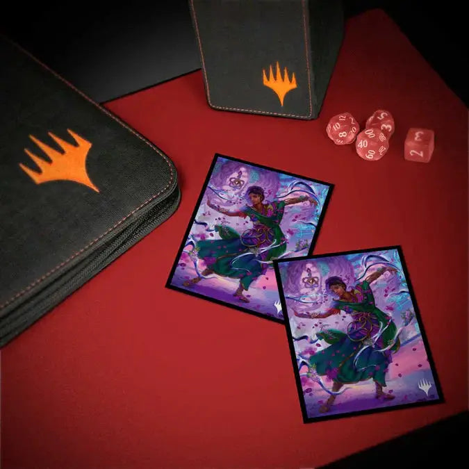 Aetherdrift Avishkar Commander Magic: The Gathering deck protector sleeves, 100-count, with vibrant artwork and secure closure.
