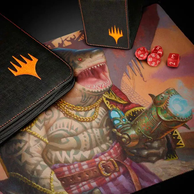 Aetherdrift Captain Howler Sea Scourge Magic: The Gathering playmat with nautical design featuring a fierce pirate ship illustration.