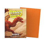 Matte amber-colored standard-sized sleeves from THE MIGHTY HOBBY SHOP, designed for collectible card protection.