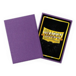 Matte amethyst-colored Japanese-sized sleeves for trading cards, designed for protective storage and display.