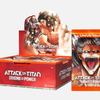 Screenshot of Attack on Titan: Origins of Power Booster Box packaging, featuring artwork related to the Attack on Titan series.