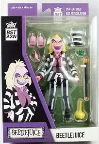 BST AXN Beetlejuice figure from THE MIGHTY HOBBY SHOP, detailed collectible toy with vibrant colors and intricate design.