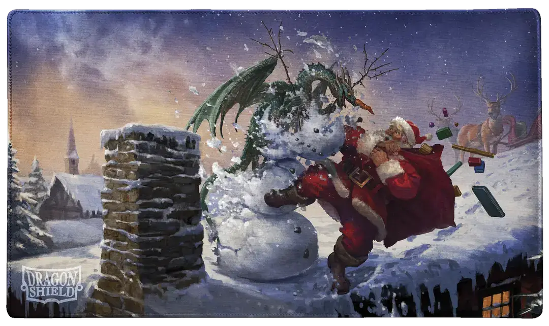 Christmas 2025 TCG Playmat by THE MIGHTY HOBBY SHOP featuring festive holiday-themed artwork for card games.