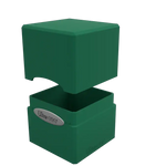 Dark green classic satin cube puzzle from THE MIGHTY HOBBY SHOP, showing a side view of the smooth, shiny textured cube.