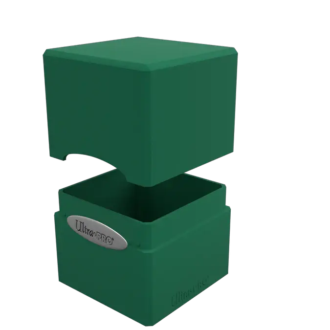 Dark green classic satin cube puzzle from THE MIGHTY HOBBY SHOP, showing a side view of the smooth, shiny textured cube.