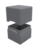 Gray Classic Satin Cube puzzle by THE MIGHTY HOBBY SHOP, shown from a side angle on a plain background.